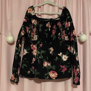 The Children's Place Black Floral Long Sleeve Blouse